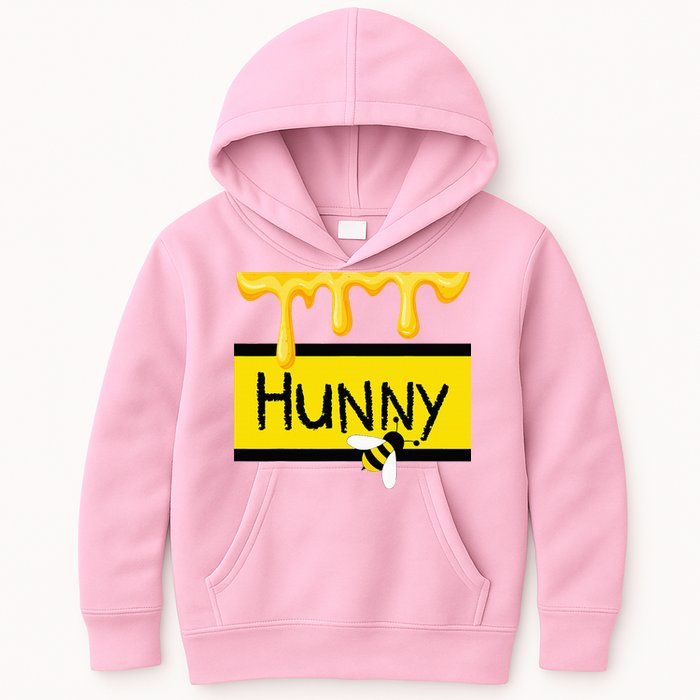 Hunny Jar Simulating With Dripping Honey And A Bee Kids Hoodie