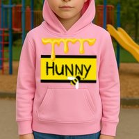 Hunny Jar Simulating With Dripping Honey And A Bee Kids Hoodie