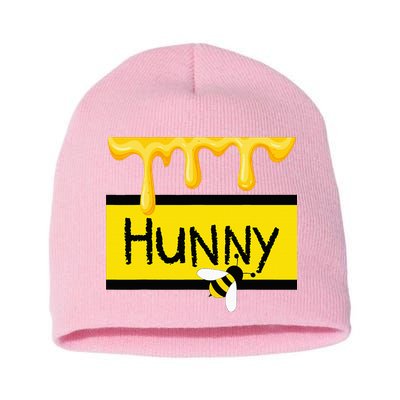 Hunny Jar Simulating With Dripping Honey And A Bee Short Acrylic Beanie