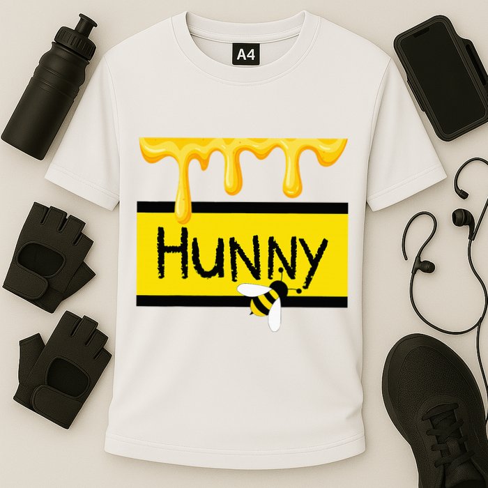 Hunny Jar Simulating With Dripping Honey And A Bee Performance Shirt