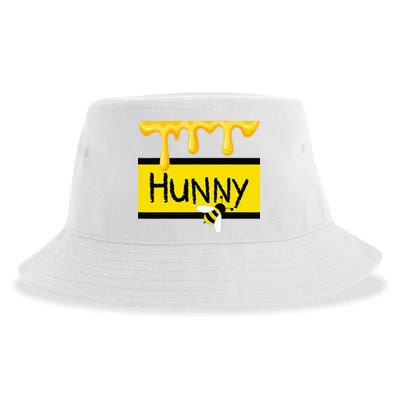 Hunny Jar Simulating With Dripping Honey And A Bee Sustainable Bucket Hat