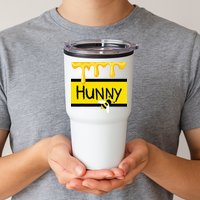 Hunny Jar Simulating With Dripping Honey And A Bee Tumbler