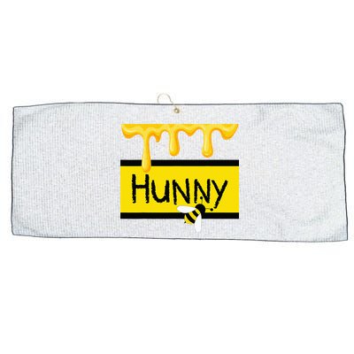 Hunny Jar Simulating With Dripping Honey And A Bee Large Microfiber Waffle Golf Towel