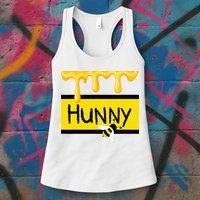 Hunny Jar Simulating With Dripping Honey And A Bee Womens Tank Top