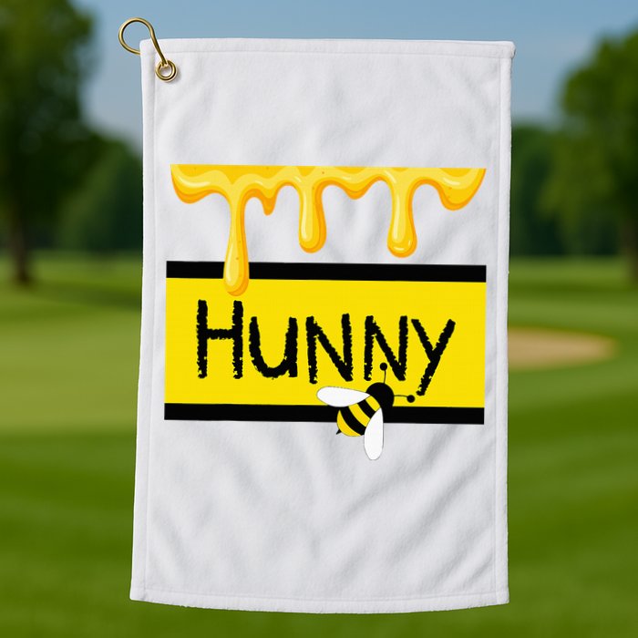 Hunny Jar Simulating With Dripping Honey And A Bee Golf Towel