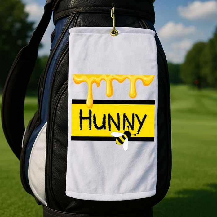 Hunny Jar Simulating With Dripping Honey And A Bee Golf Towel