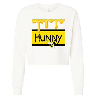 Hunny Jar Simulating With Dripping Honey And A Bee Cropped Pullover Crew