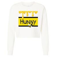 Hunny Jar Simulating With Dripping Honey And A Bee Cropped Pullover Crew