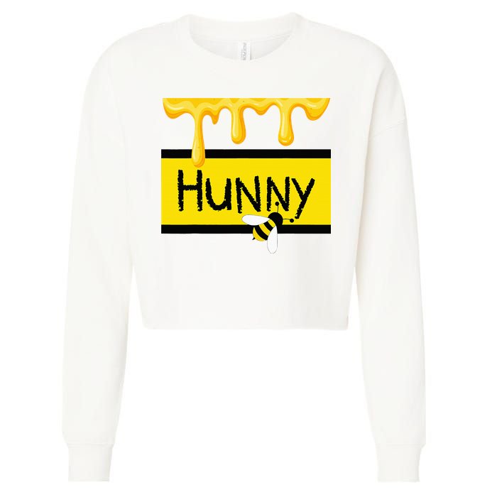 Hunny Jar Simulating With Dripping Honey And A Bee Cropped Pullover Crew