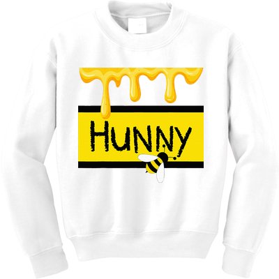 Hunny Jar Simulating With Dripping Honey And A Bee Kids Sweatshirt