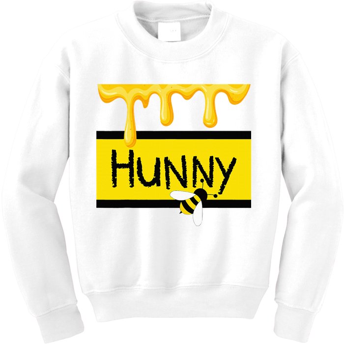 Hunny Jar Simulating With Dripping Honey And A Bee Kids Sweatshirt