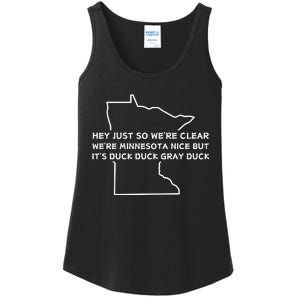 Hey Just So WeRe Clear WeRe Minnesota Nice But ItS Duck Duck Gray Duck Ladies Essential Tank