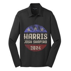 Harris Josh Shapiro 2024 President Vp Usa Election Patriotic Silk Touch Performance Long Sleeve Polo