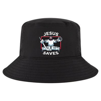 Hockey Jesus Saves Goalie Sports Humor Cool Comfort Performance Bucket Hat