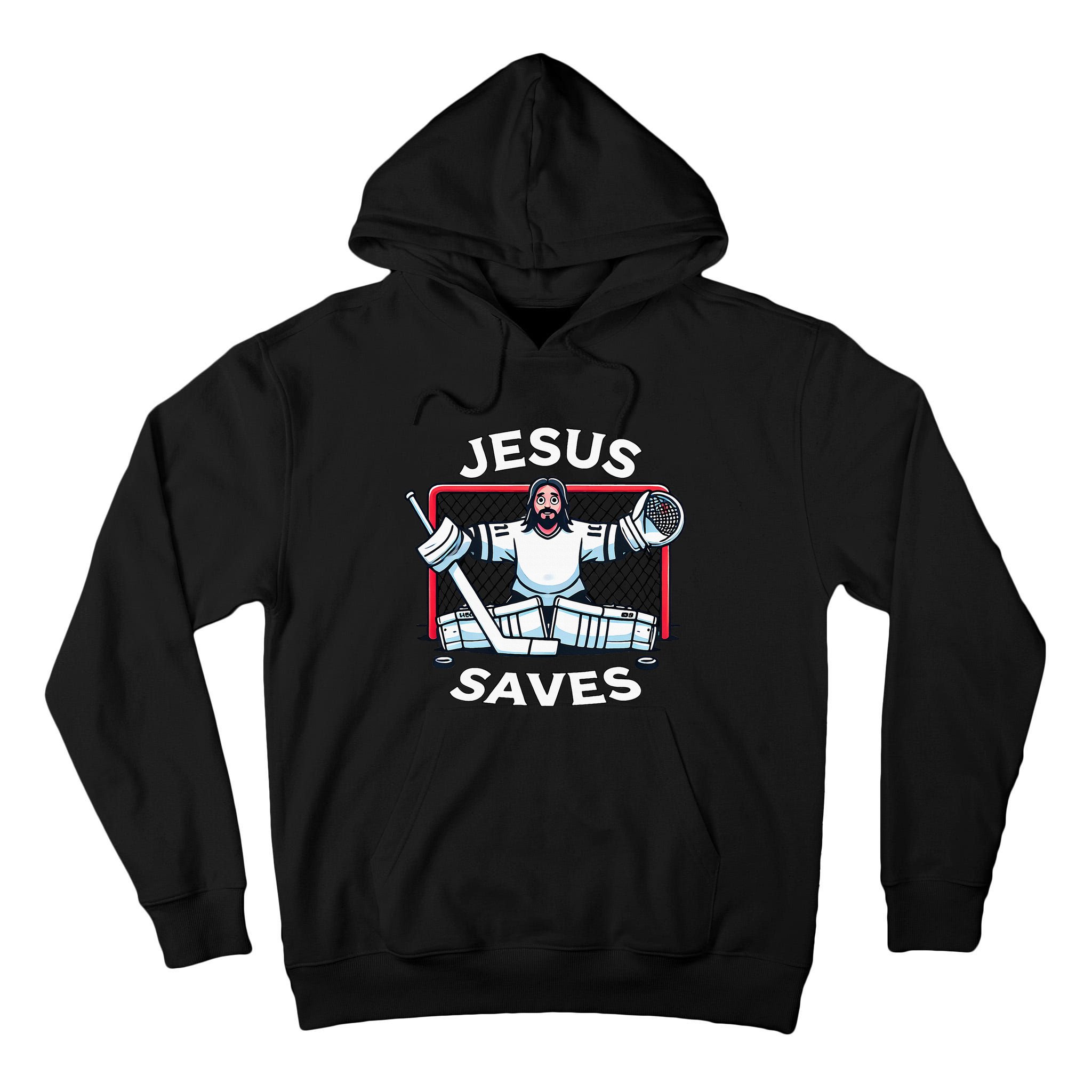 Hockey Jesus Saves Goalie Sports Humor Tall Hoodie