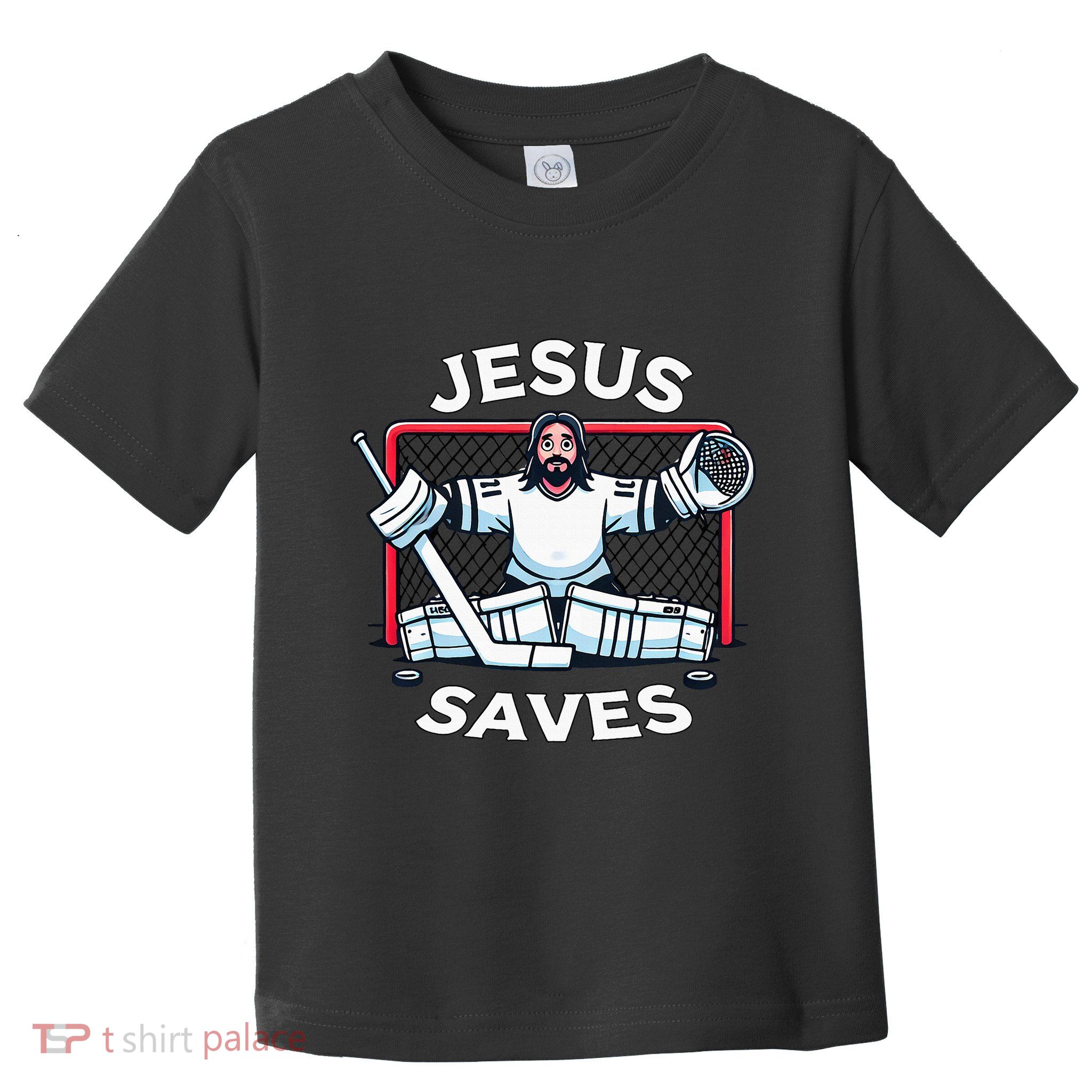 Hockey Jesus Saves Goalie Sports Humor Toddler T-Shirt