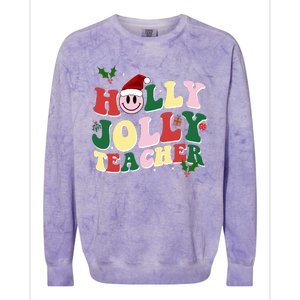 Holly Jolly Teacher Cute Christmas Gift Colorblast Crewneck Sweatshirt