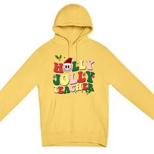 Holly Jolly Teacher Cute Christmas Gift Premium Pullover Hoodie