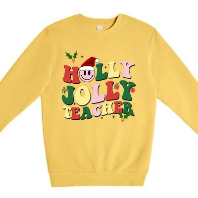 Holly Jolly Teacher Cute Christmas Gift Premium Crewneck Sweatshirt