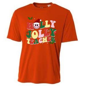 Holly Jolly Teacher Cute Christmas Gift Cooling Performance Crew T-Shirt