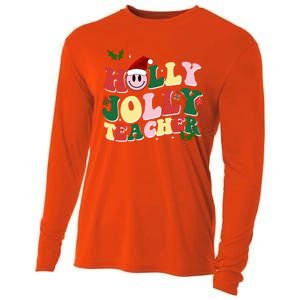 Holly Jolly Teacher Cute Christmas Gift Cooling Performance Long Sleeve Crew