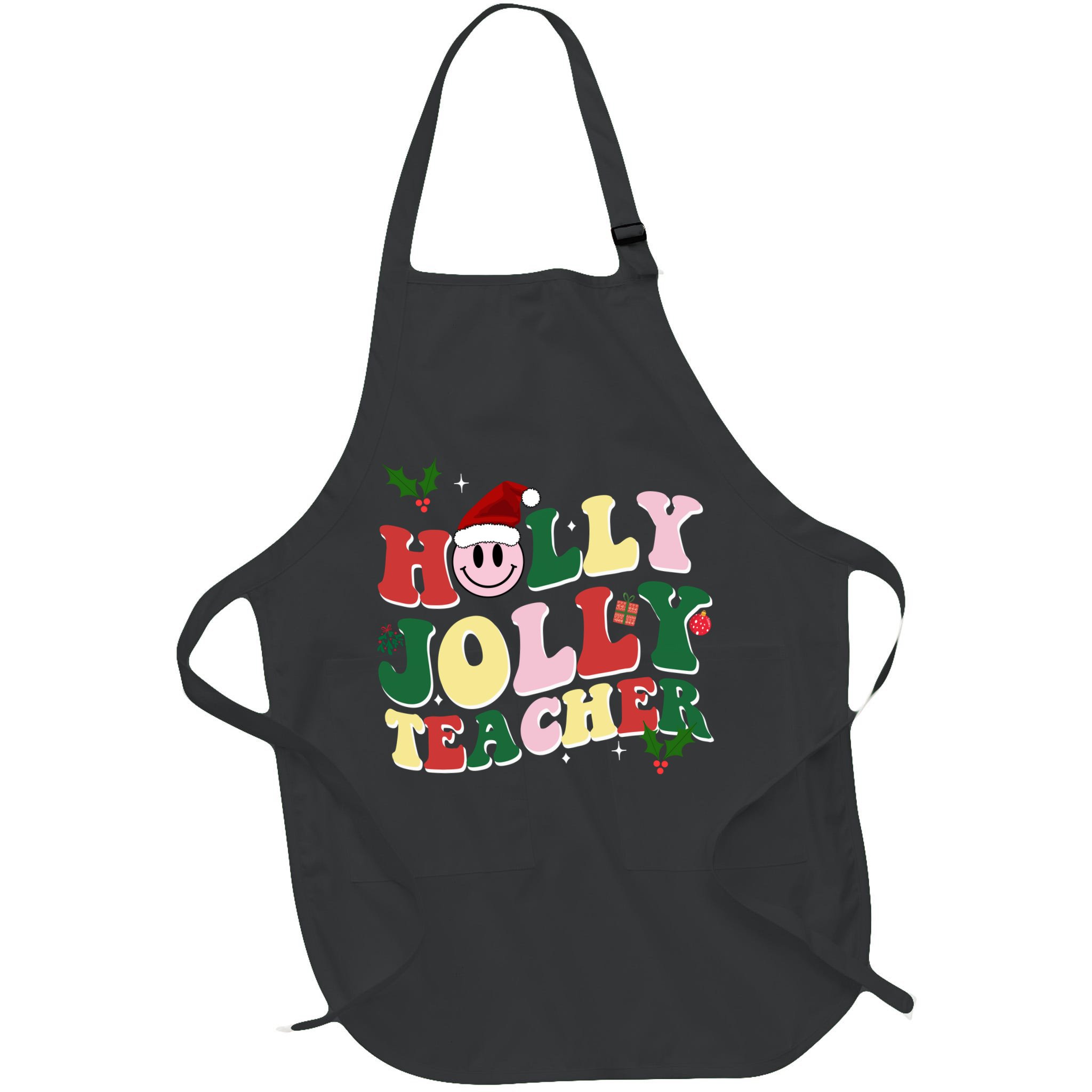 Holly Jolly Teacher Cute Christmas Gift Apron