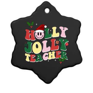 Holly Jolly Teacher Cute Christmas Gift Ceramic Star Ornament