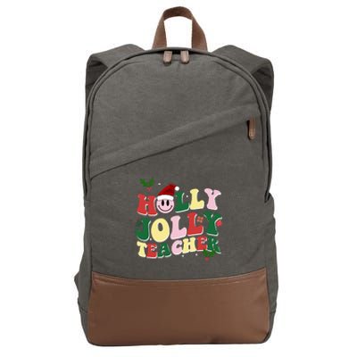 Holly Jolly Teacher Cute Christmas Gift Cotton Canvas Backpack