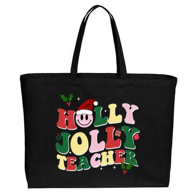 Holly Jolly Teacher Cute Christmas Gift Cotton Canvas Jumbo Tote