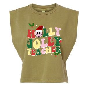 Holly Jolly Teacher Cute Christmas Gift Garment-Dyed Women's Muscle Tee