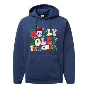 Holly Jolly Teacher Cute Christmas Gift Performance Fleece Hoodie