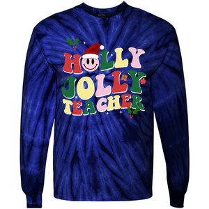 Holly Jolly Teacher Cute Christmas Gift Tie-Dye Long Sleeve Shirt