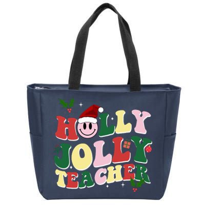 Holly Jolly Teacher Cute Christmas Gift Zip Tote Bag