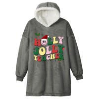 Holly Jolly Teacher Cute Christmas Gift Hooded Wearable Blanket