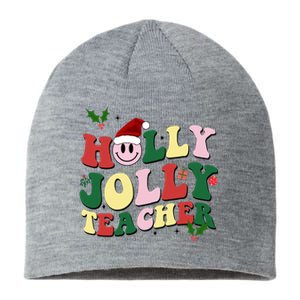 Holly Jolly Teacher Cute Christmas Gift Sustainable Beanie