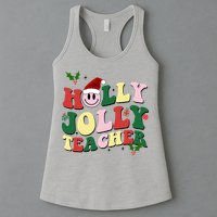 Holly Jolly Teacher Cute Christmas Gift Womens Tank Top