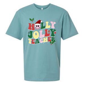 Holly Jolly Teacher Cute Christmas Gift Sueded Cloud Jersey T-Shirt