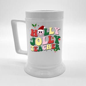 Holly Jolly Teacher Cute Christmas Gift Beer Stein