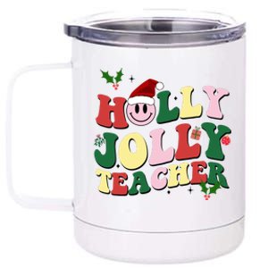 Holly Jolly Teacher Cute Christmas Gift 12 oz Stainless Steel Tumbler Cup