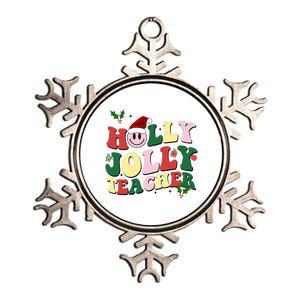 Holly Jolly Teacher Cute Christmas Gift Metallic Star Ornament