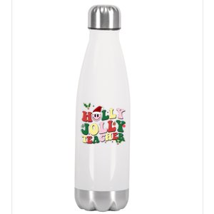 Holly Jolly Teacher Cute Christmas Gift Stainless Steel Insulated Water Bottle