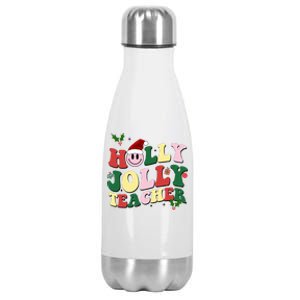 Holly Jolly Teacher Cute Christmas Gift Stainless Steel Insulated Water Bottle