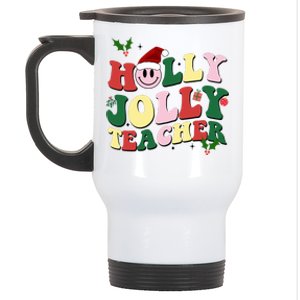 Holly Jolly Teacher Cute Christmas Gift Stainless Steel Travel Mug