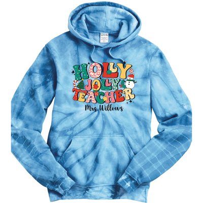 Holly Jolly Teacher Christmas Tie Dye Hoodie