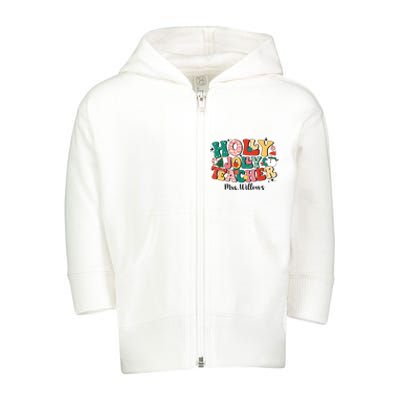 Holly Jolly Teacher Christmas Toddler Zip Fleece Hoodie