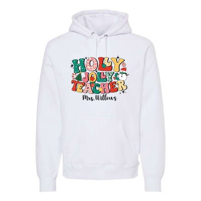 Holly Jolly Teacher Christmas Premium Hoodie