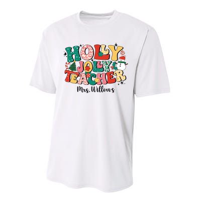 Holly Jolly Teacher Christmas Performance Sprint T-Shirt