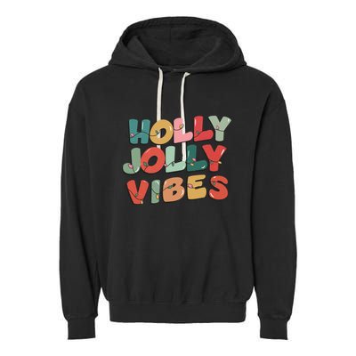 Holly Jolly Vibes Christmas Lights Garment-Dyed Fleece Hoodie