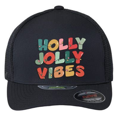 Holly Jolly Vibes Christmas Lights Flexfit Unipanel Trucker Cap
