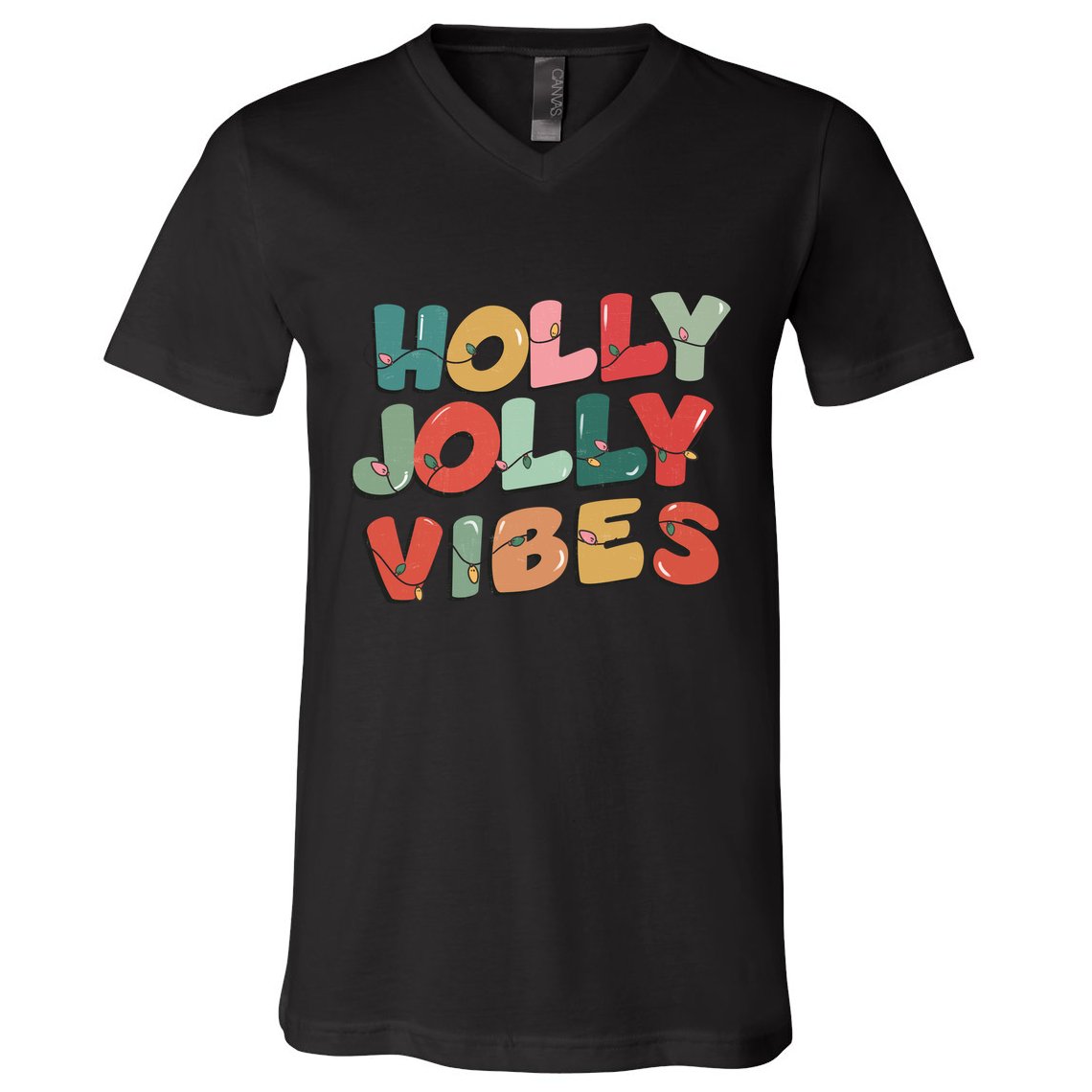 Holly Jolly Vibes Christmas Lights V-Neck T-Shirt